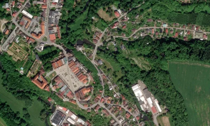 Masné krámy (Nové Město nad Metují) – letecký pohled