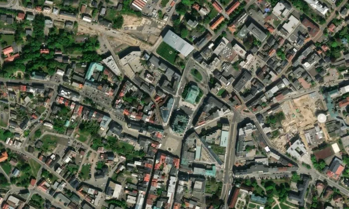 meteorologický sloup v Liberci – letecký pohled