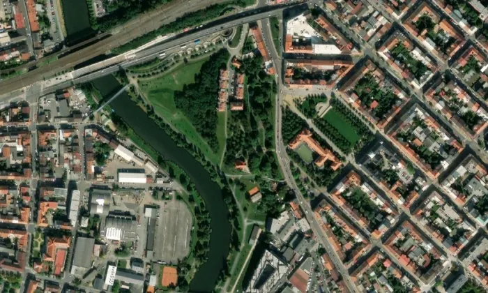 Mikulášský hřbitov – letecký pohled