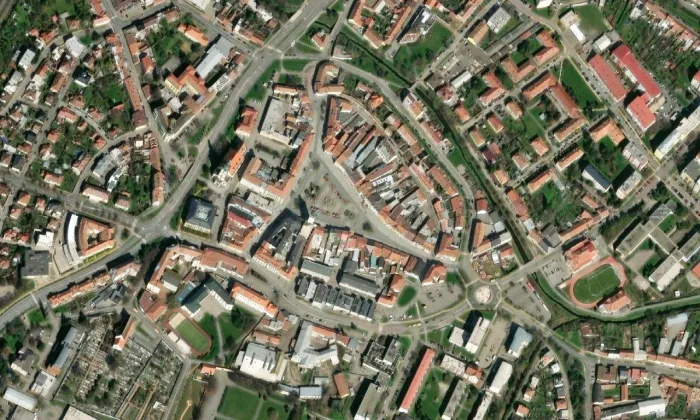 Morový sloup (Vyškov) – letecký pohled