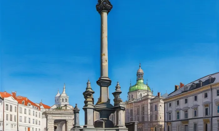 Morový sloup v Hradci Králové – jaro