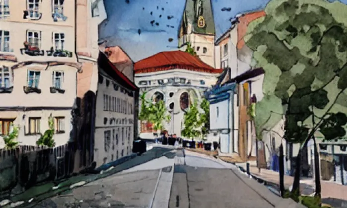 most Miloše Sýkory – akvarel