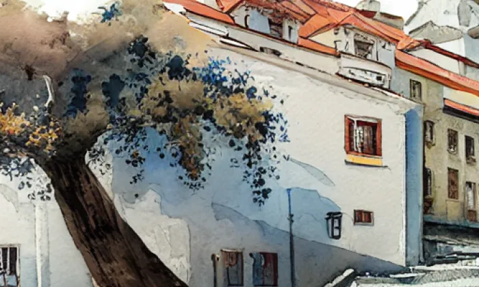 most Na Špici – akvarel