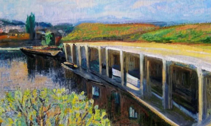 most přes Pražský okruh v Komořanech – spring