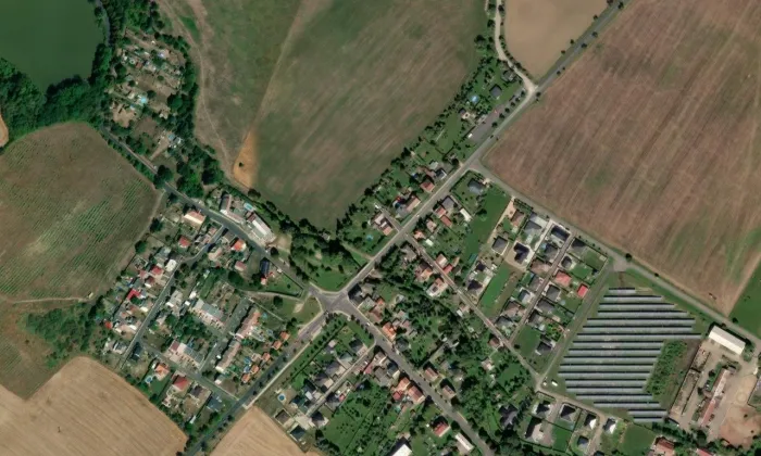 most Teplické ulice v Lahošti – letecký pohled