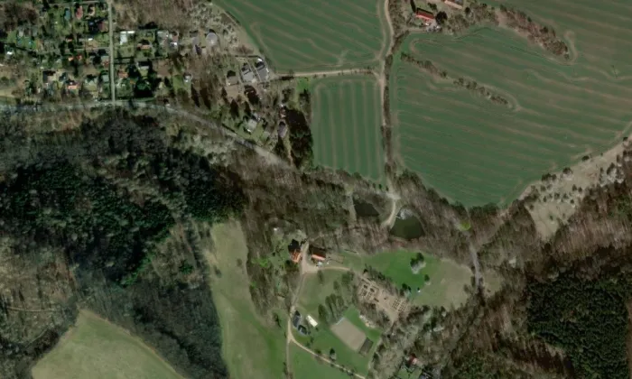Myšlín – letecký pohled
