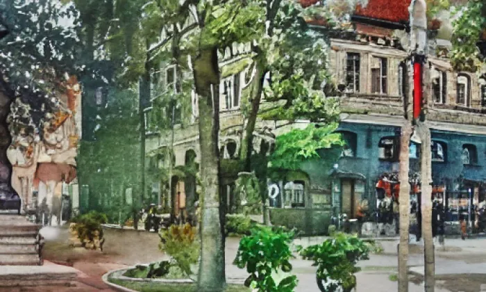 náměstí Družby – akvarel