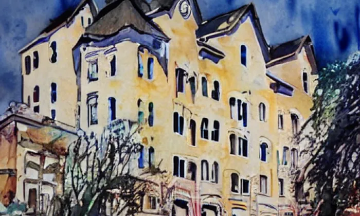 Národní dům (Karlín) – akvarel
