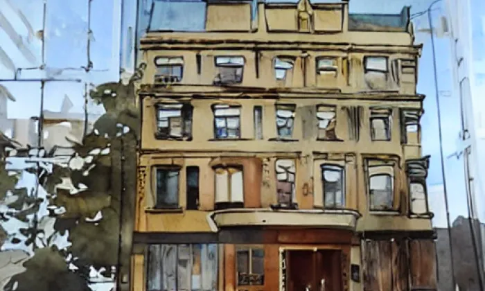 Národní dům (Praha 4) – akvarel