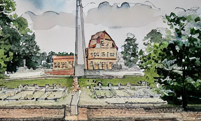 Národní hřbitov Terezín – akvarel