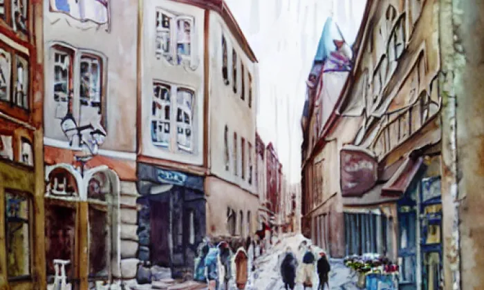 Na Můstku – akvarel