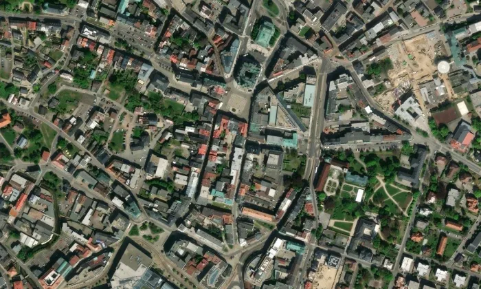 Neptunova kašna (Liberec) – letecký pohled
