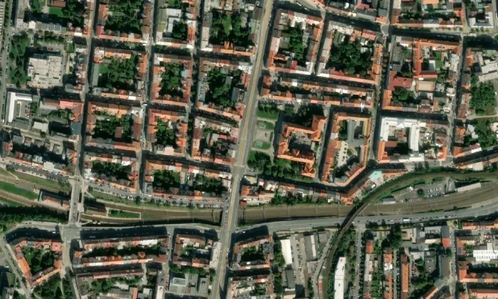 Nerudova 2 – letecký pohled
