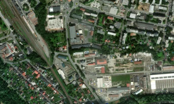 Neumannova přádelna – letecký pohled