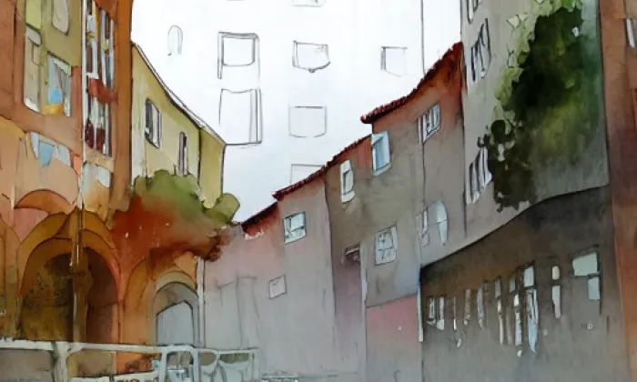 Nové Černovice – akvarel