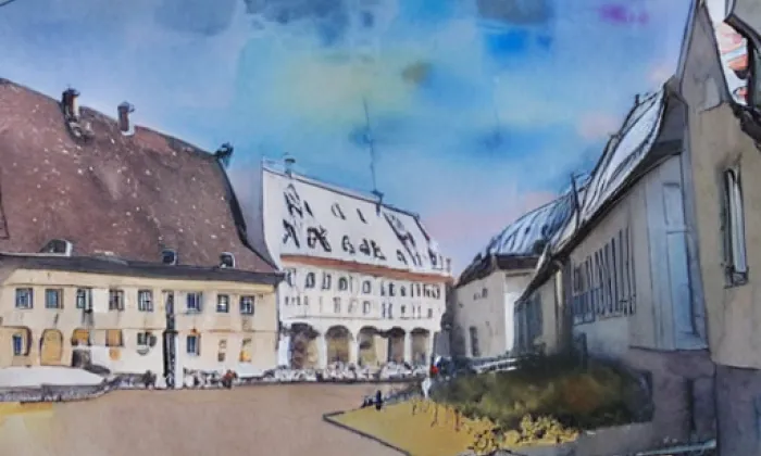 Nová a Kovářská Ulice – akvarel