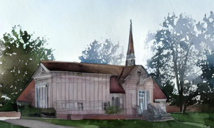 Nový kostel Církve bratrské – akvarel