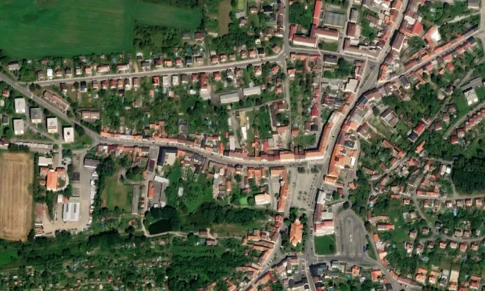 Nová radnice (Milevsko) – letecký pohled