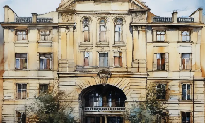 Nová radnice (Praha) – akvarel