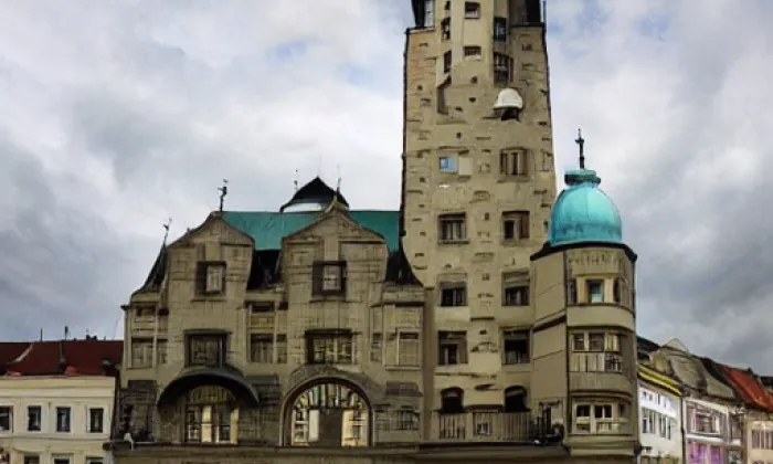 Nová radnice (Prostějov) – akvarel