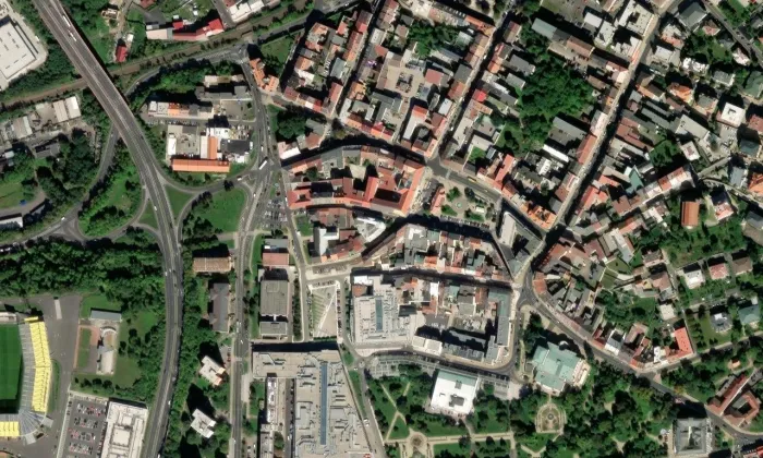 Nová radnice v Teplicích – letecký pohled