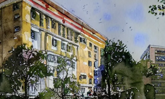 Nový zámek Libějovice – akvarel