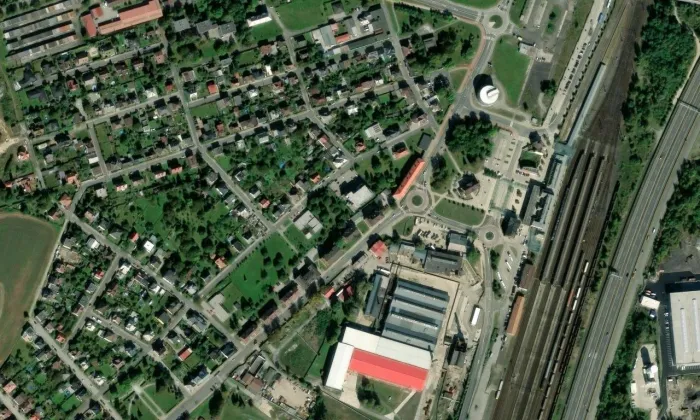 Obytná kolonie tažíren trub – letecký pohled