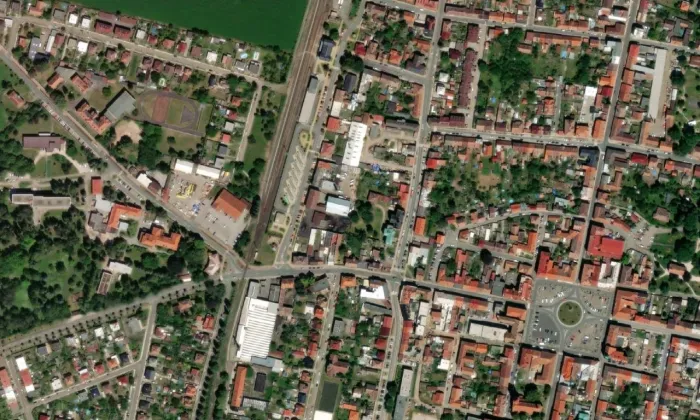 Okresní dům v Novém Bydžově – letecký pohled