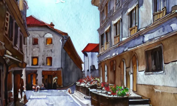Ostrovní (Praha 1) – akvarel