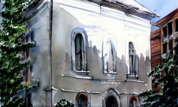 Přední synagoga – akvarel