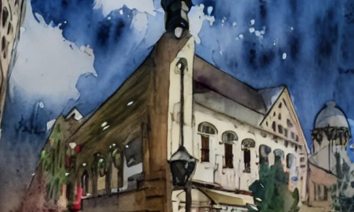 Palác šlechtičen – akvarel