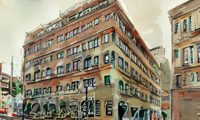 Palác Dunaj – akvarel