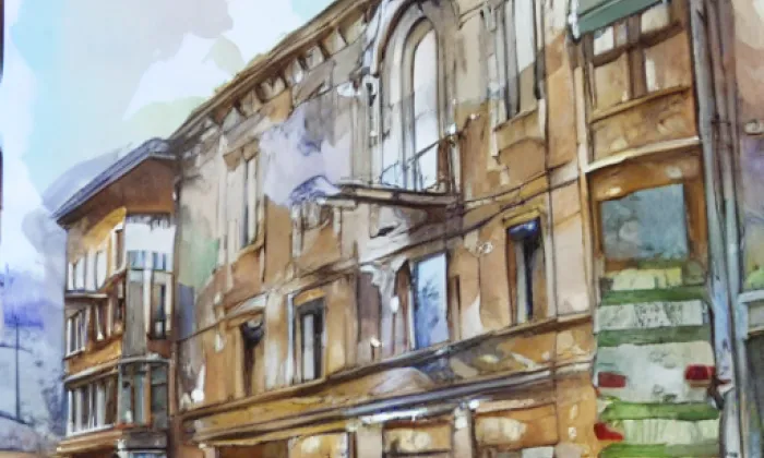 Palác Riesů ze Stallburgu – akvarel