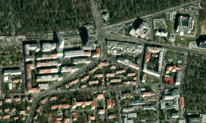Palác Vinohrady – letecký pohled