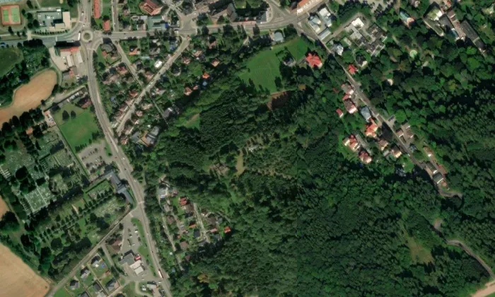 Památník generála Gablenze – letecký pohled