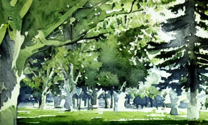 Park Holubička – akvarel
