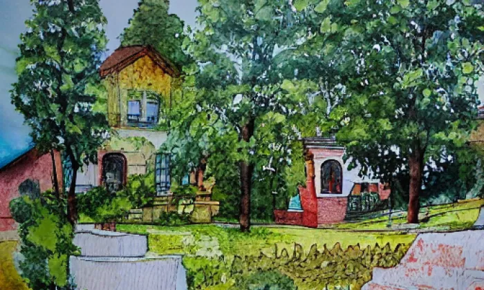 Park Ivana Jilemnického – akvarel