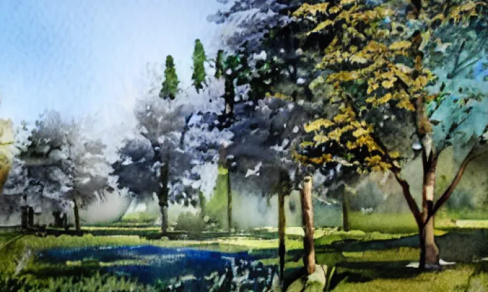 Park ke 100. výročí vzniku ČSR – akvarel