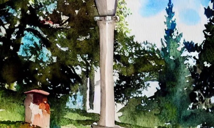 Park Mistra Jana Husa – akvarel