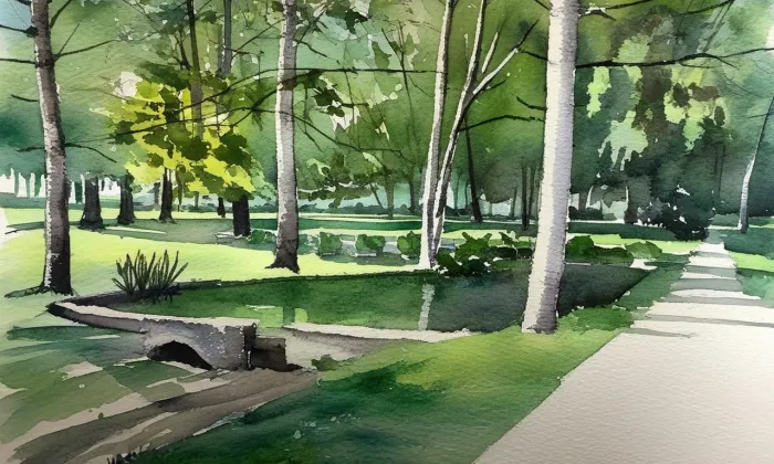 park Podviní – akvarel