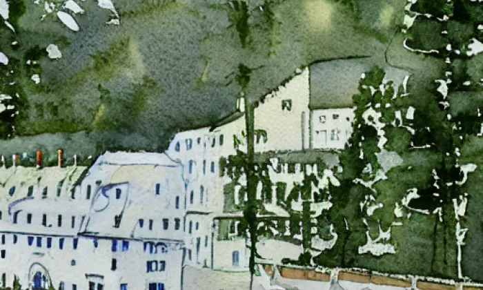 Peřimovský most – akvarel