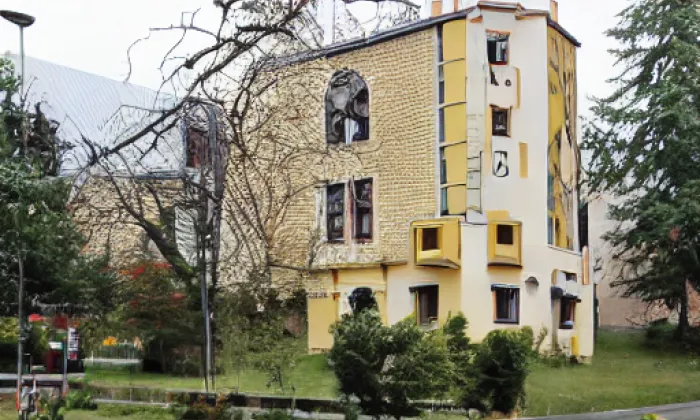 Piaristická kolej s kostelem Panny Marie Těšitelky – akvarel