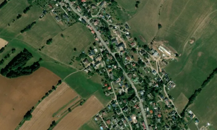 Plátenický dům – letecký pohled