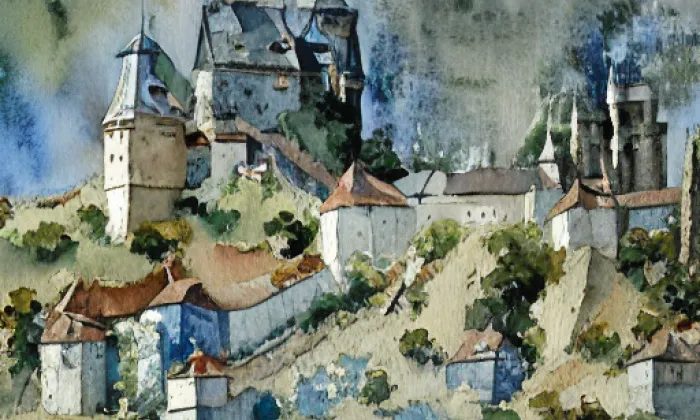 Pořešín – akvarel