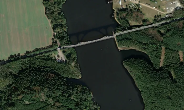 Podolský most – letecký pohled