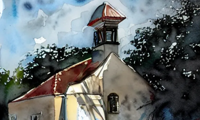 Pohřební kaple Žarošských – akvarel