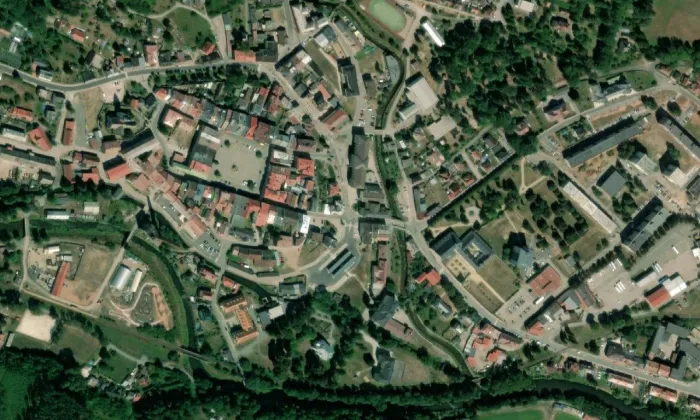 Pomník císaře Josefa II. – letecký pohled