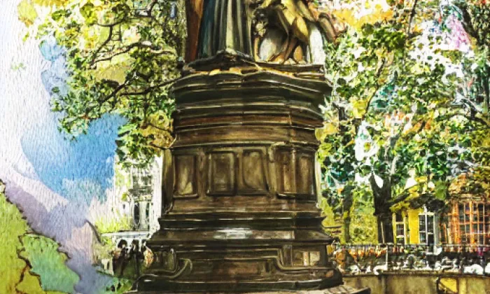 Pomník svatého Václava – akvarel