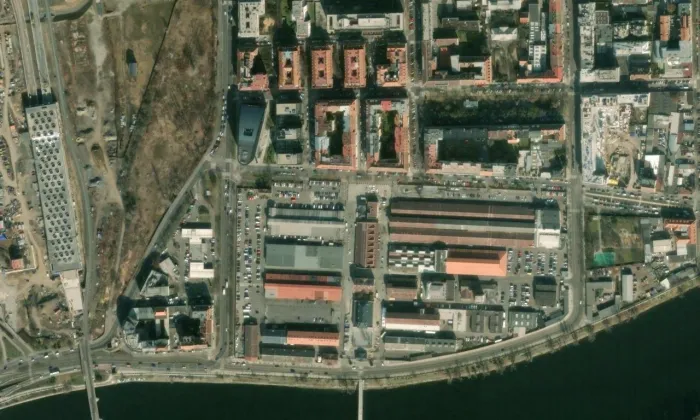 Pražská tržnice – letecký pohled