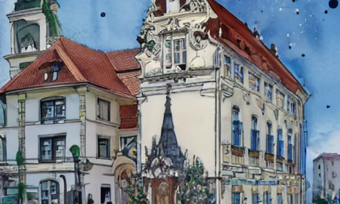 Pravoslavný chrám svatého Cyrila a Metoděje v Praze – akvarel